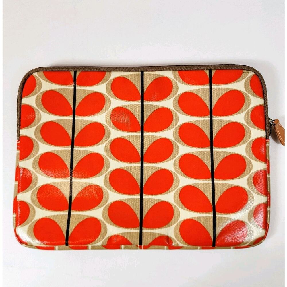 Oral Kiely Double Laptop Cover Skin Padded Bag Geometric Pattern Orange Zip